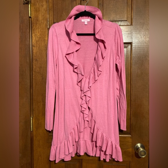Lilly Pulitzer Pink Ruffle Cardigan - Picture 1 of 10